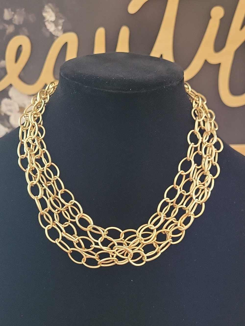 New York Style Gold Tone Multi-Strand Chain Link Necklace - Women Jewelry